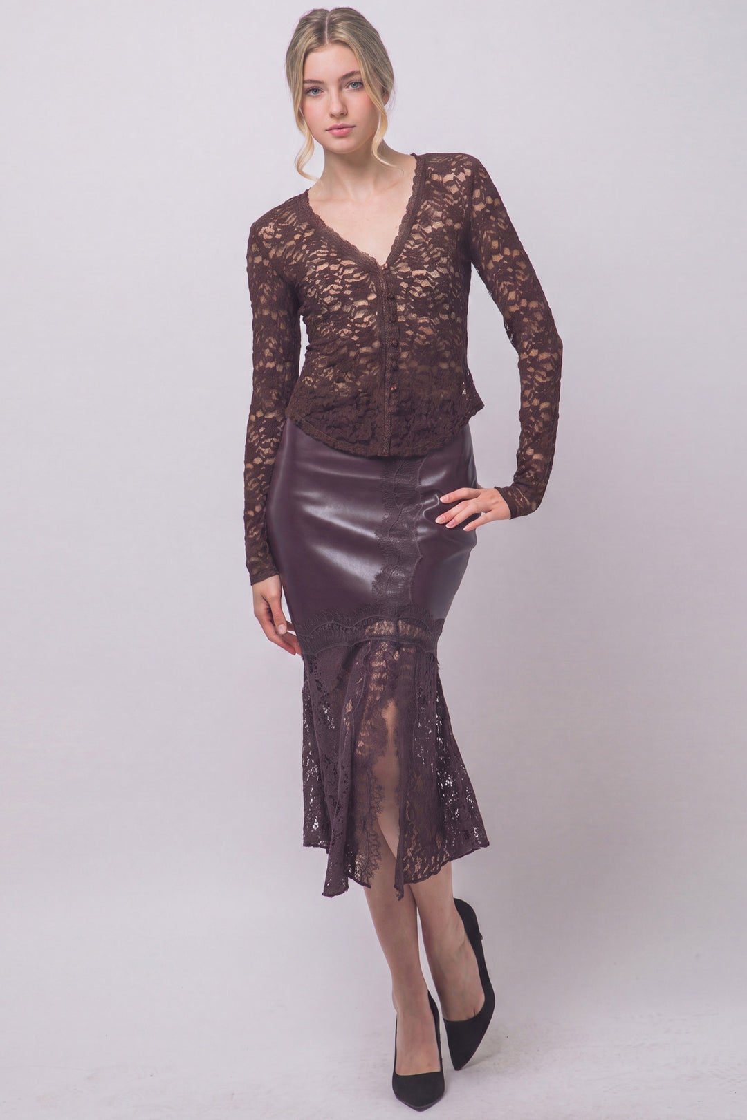 Love Tree Floral Lace Top (Choco)