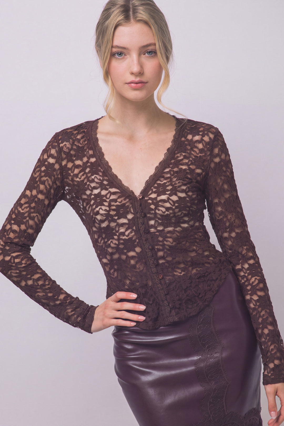 Love Tree Floral Lace Top (Choco)