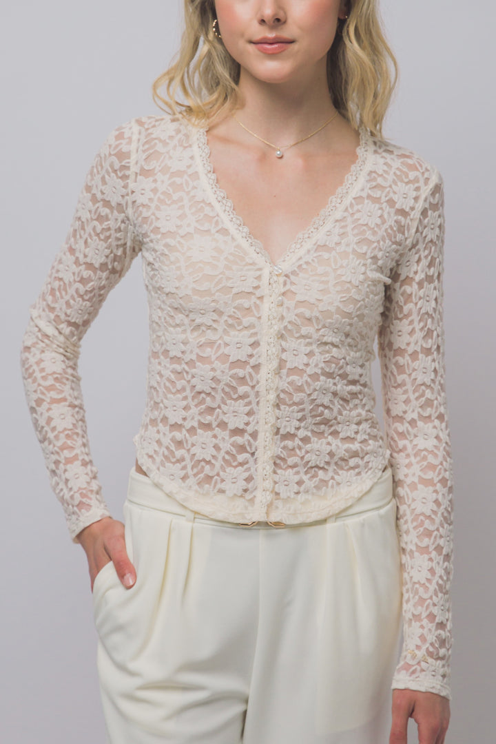Love Tree Floral Lace Top (Ivory)