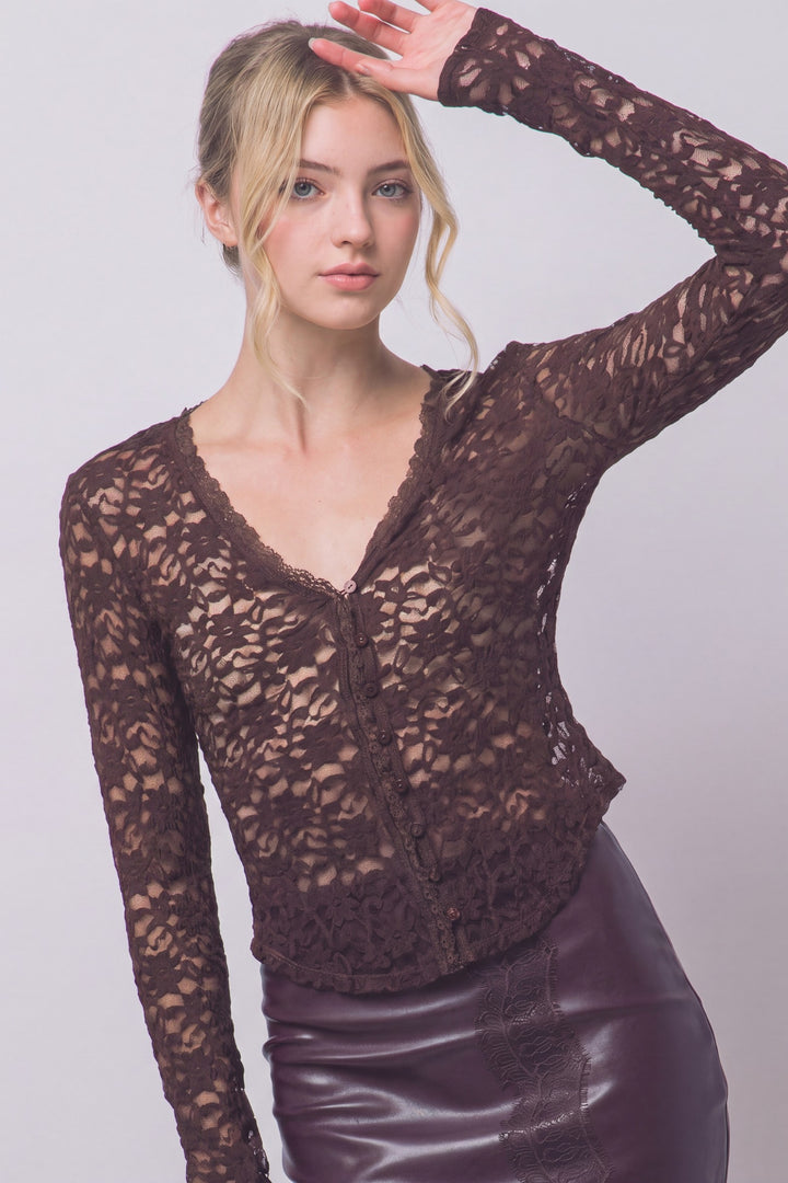 Love Tree Floral Lace Top (Choco)