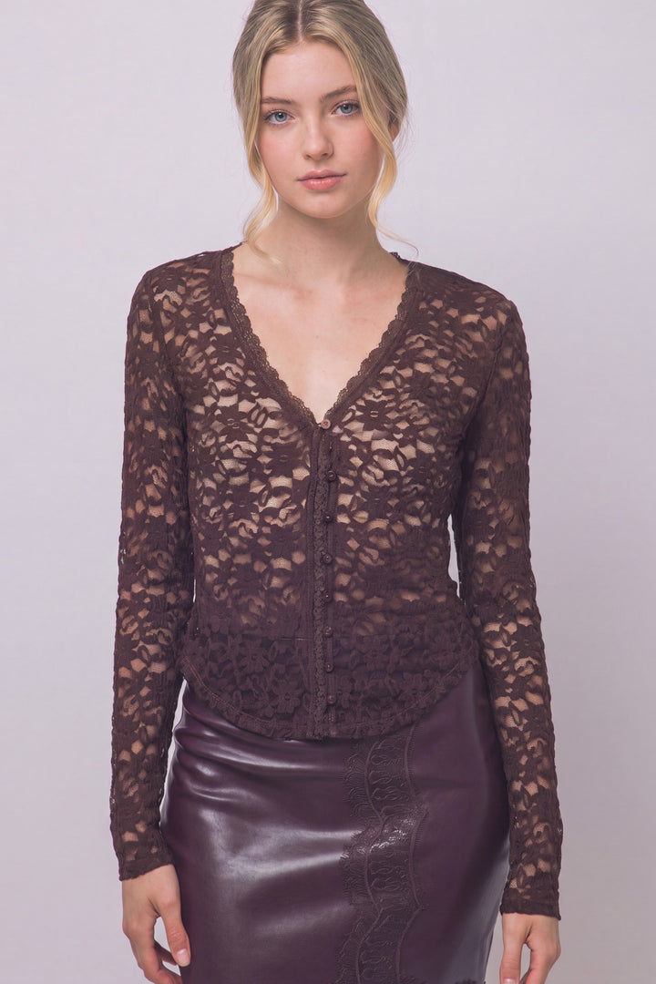 Love Tree Floral Lace Top (Choco)