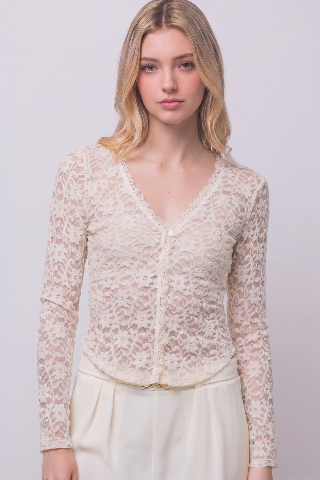 Love Tree Floral Lace Top (Ivory)