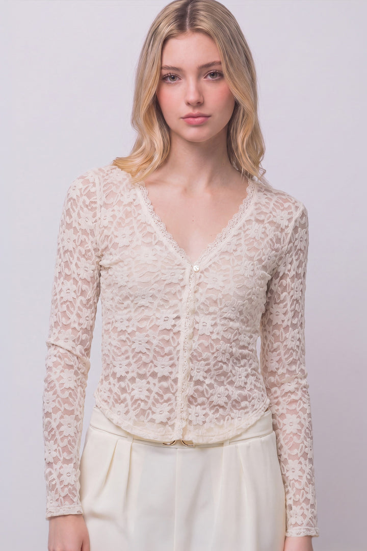 Love Tree Floral Lace Top (Ivory)