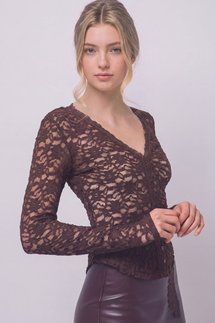 Love Tree Floral Lace Top (Choco)