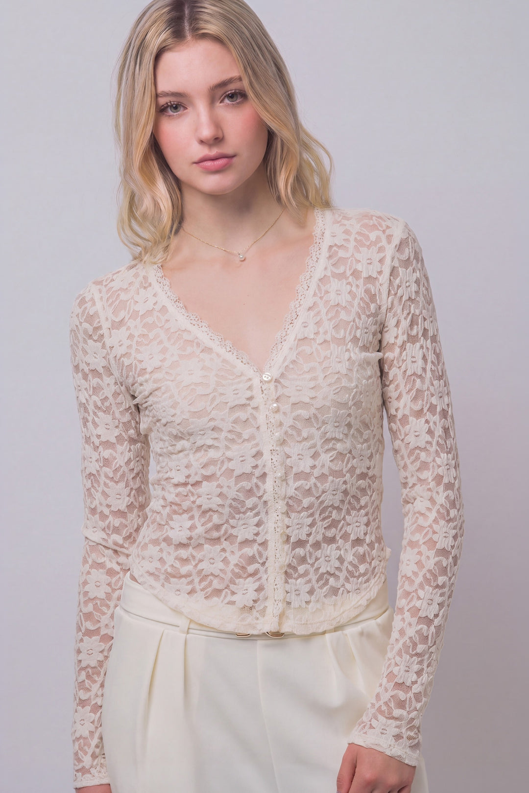 Love Tree Floral Lace Top (Ivory)
