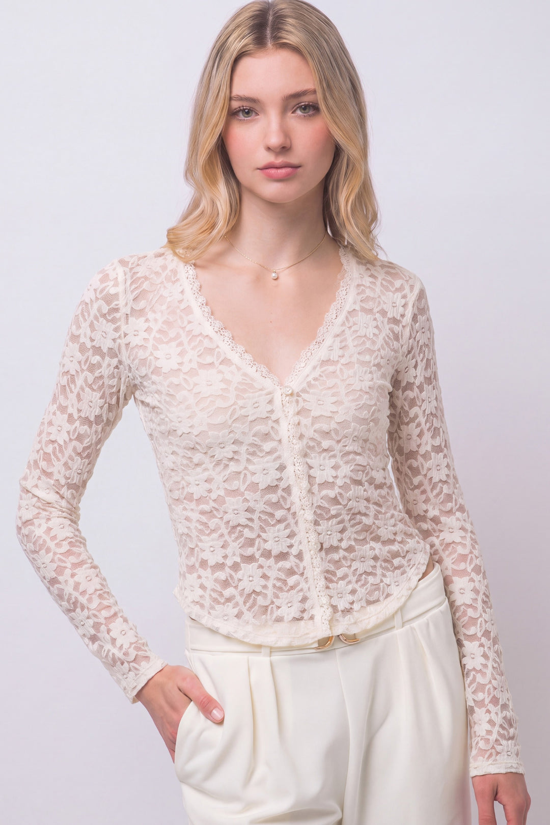Love Tree Floral Lace Top (Ivory)