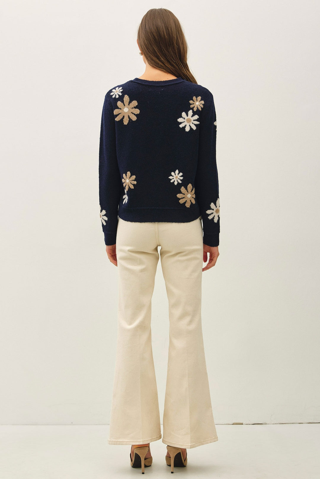 Be Cool Floral Knit Sweater (Navy)