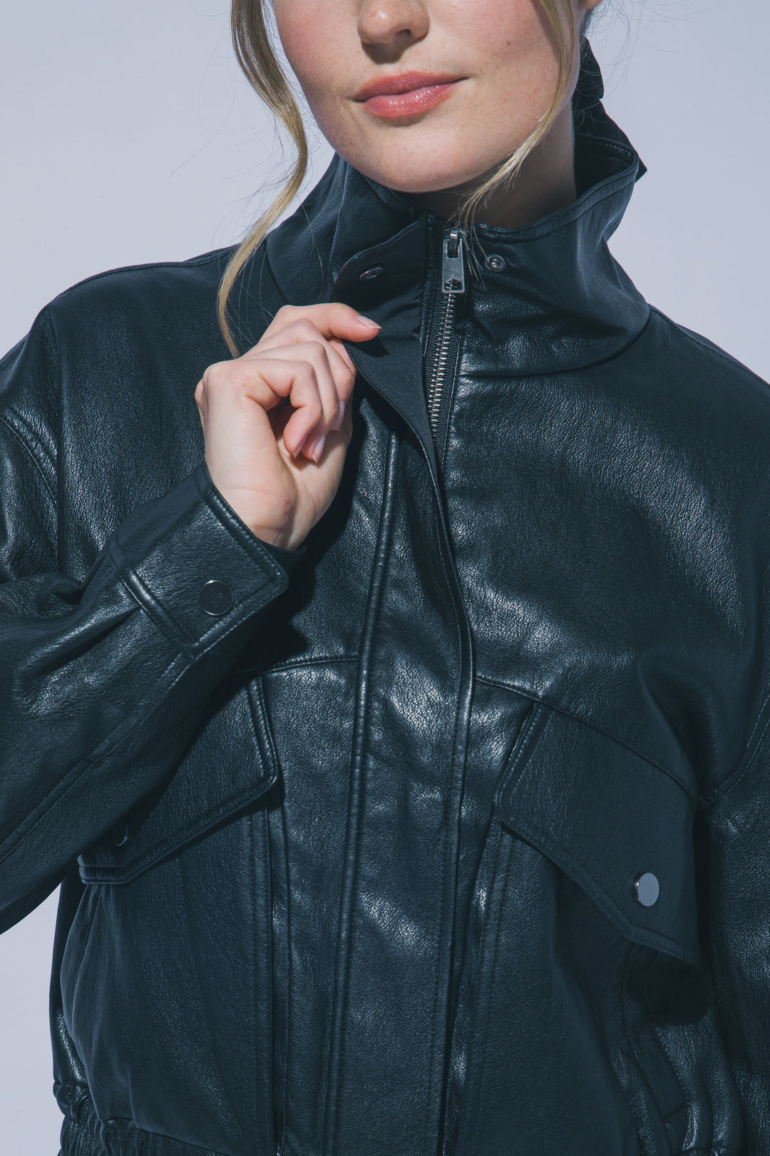 Love Tree Faux Leather Bomber Jacket