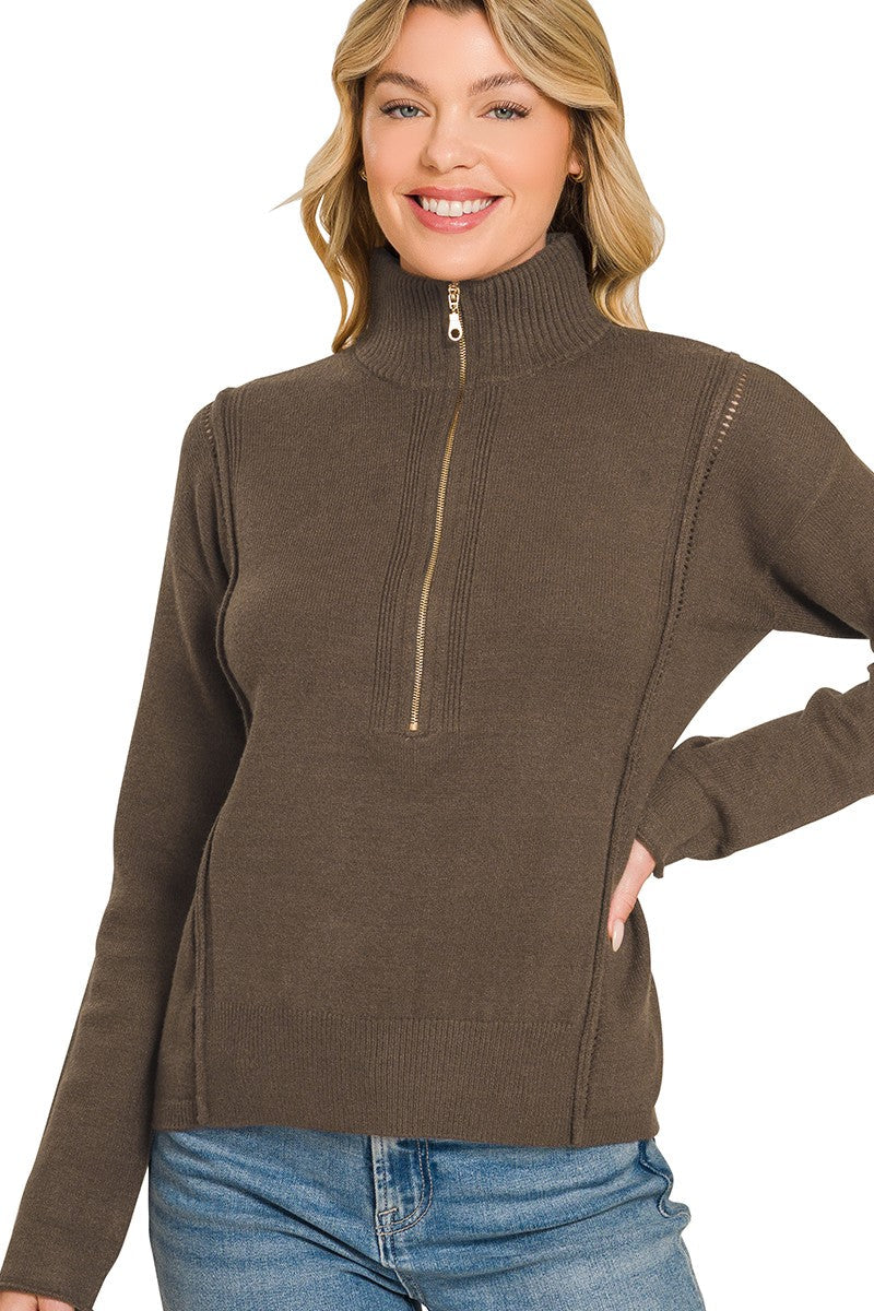 Zen Matilda Zip Sweater (Espresso)