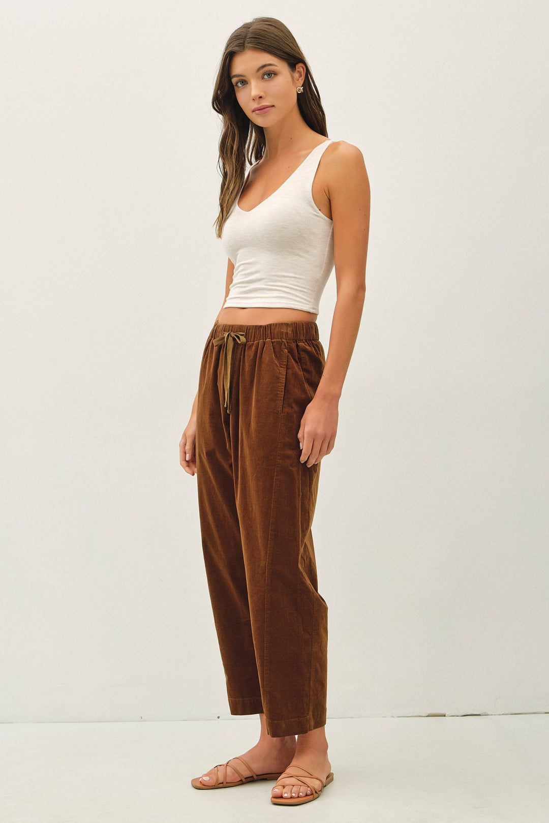 Be Cool Corduroy Drawstring Pants (Golden Brown)
