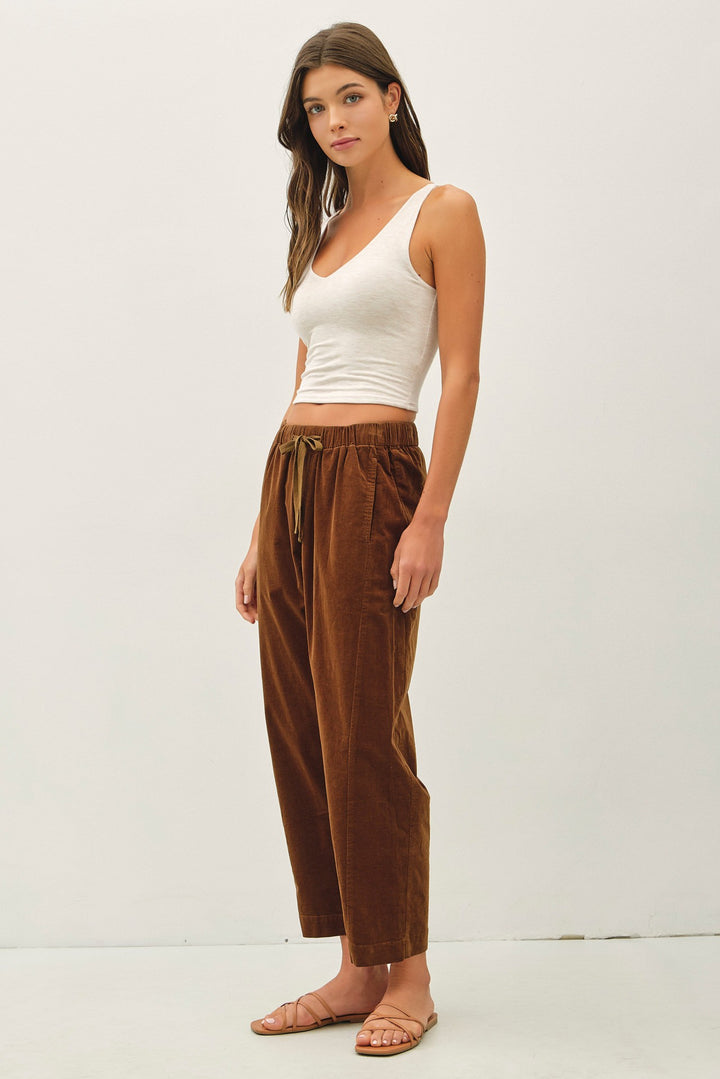 Be Cool Corduroy Drawstring Pants (Golden Brown)