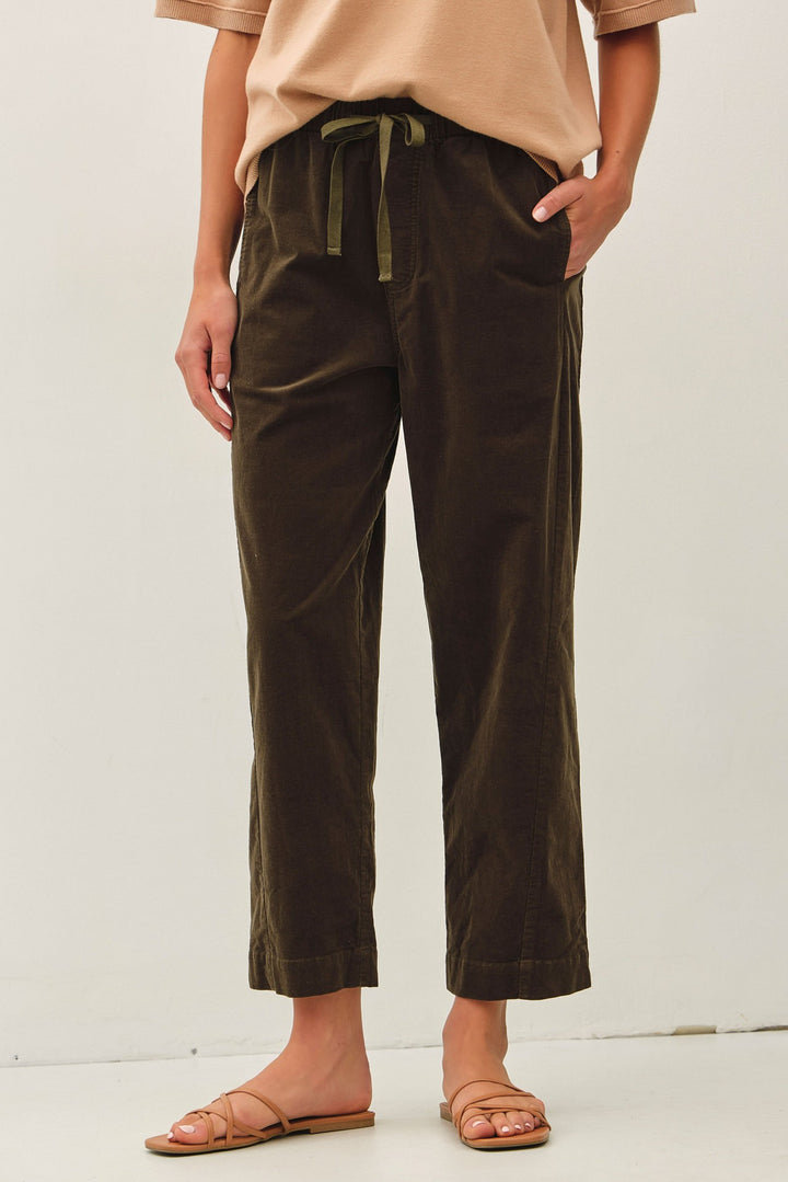 Be Cool Corduroy Drawstring Pants (Dark Olive)
