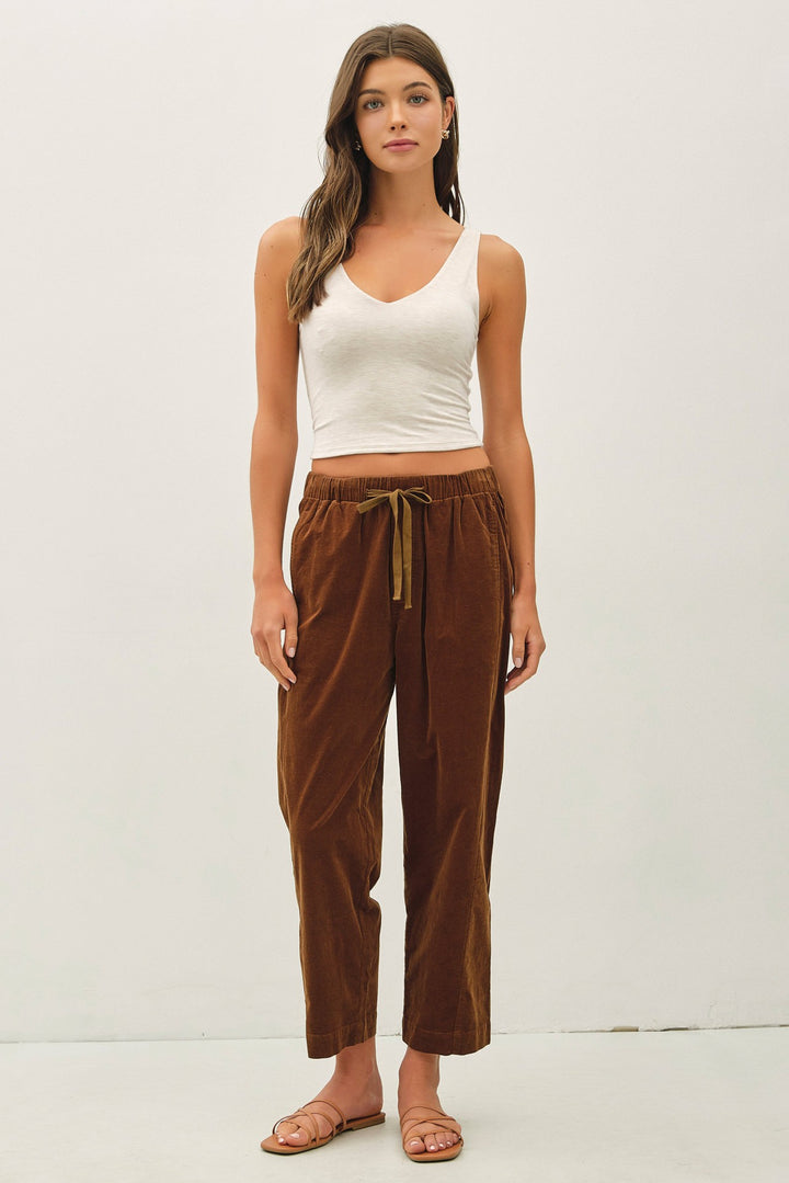 Be Cool Corduroy Drawstring Pants (Golden Brown)