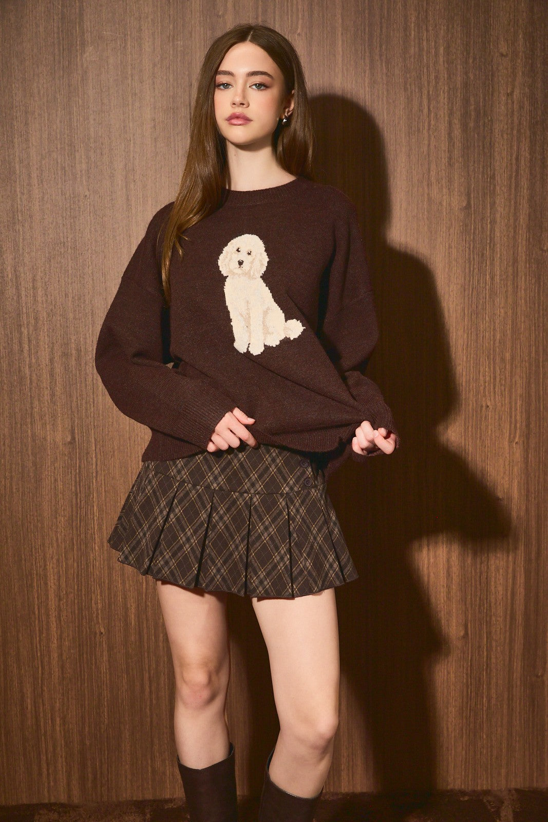 Le Lis Dog Graphic Knit Sweater