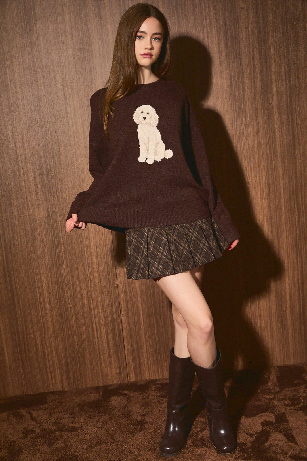 Le Lis Dog Graphic Knit Sweater