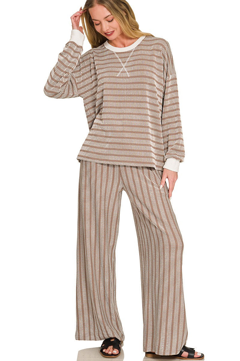 Zen Rib Striped Lounge Set (Mocha)