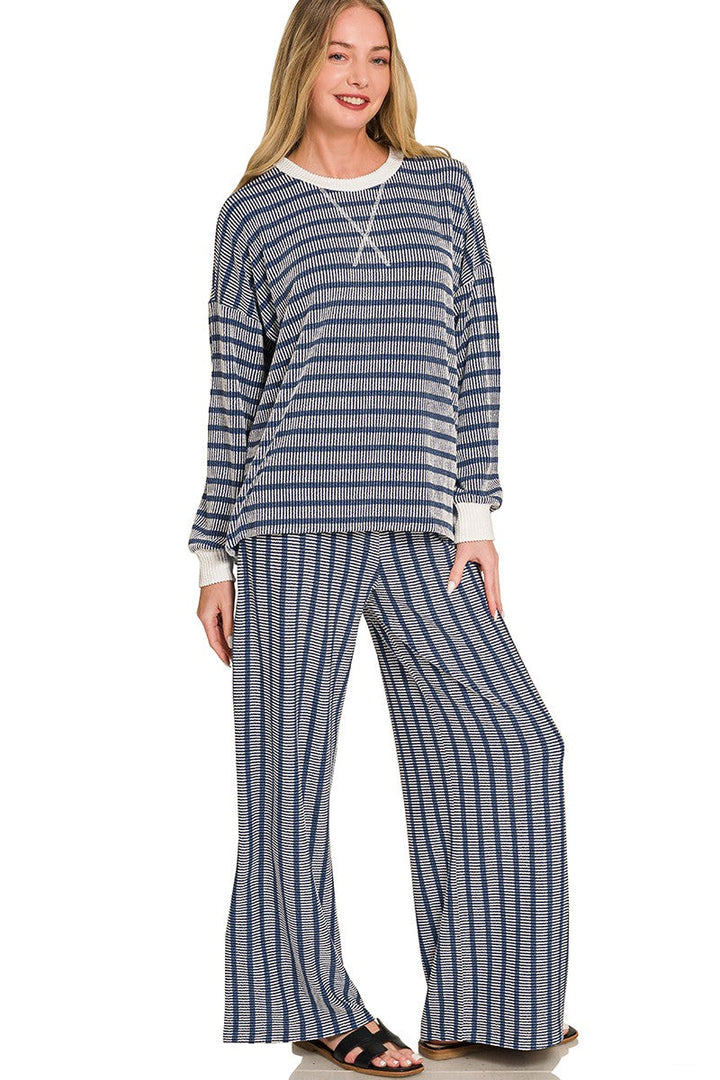 Zen Rib Striped Lounge Set (Navy)