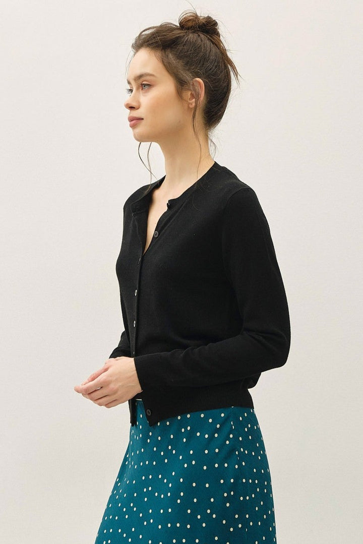 Be Cool Cashmere Button Cardigan (Black)
