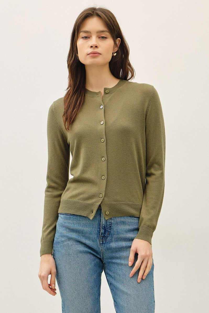 Be Cool Cashmere Button Cardigan (Fern)
