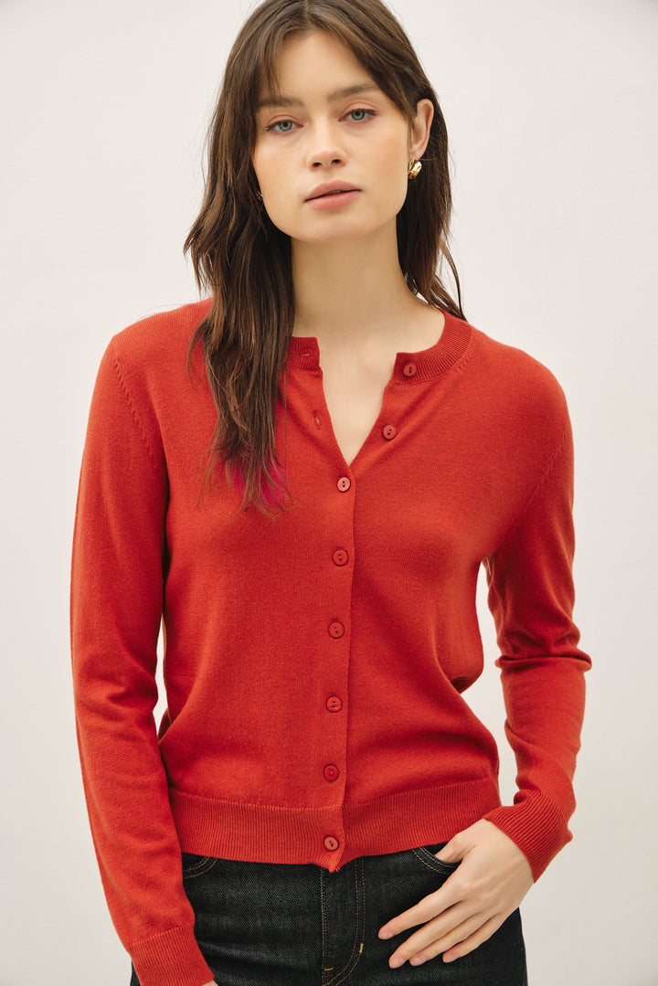 Be Cool Cashmere Button Cardigan (Poppy)