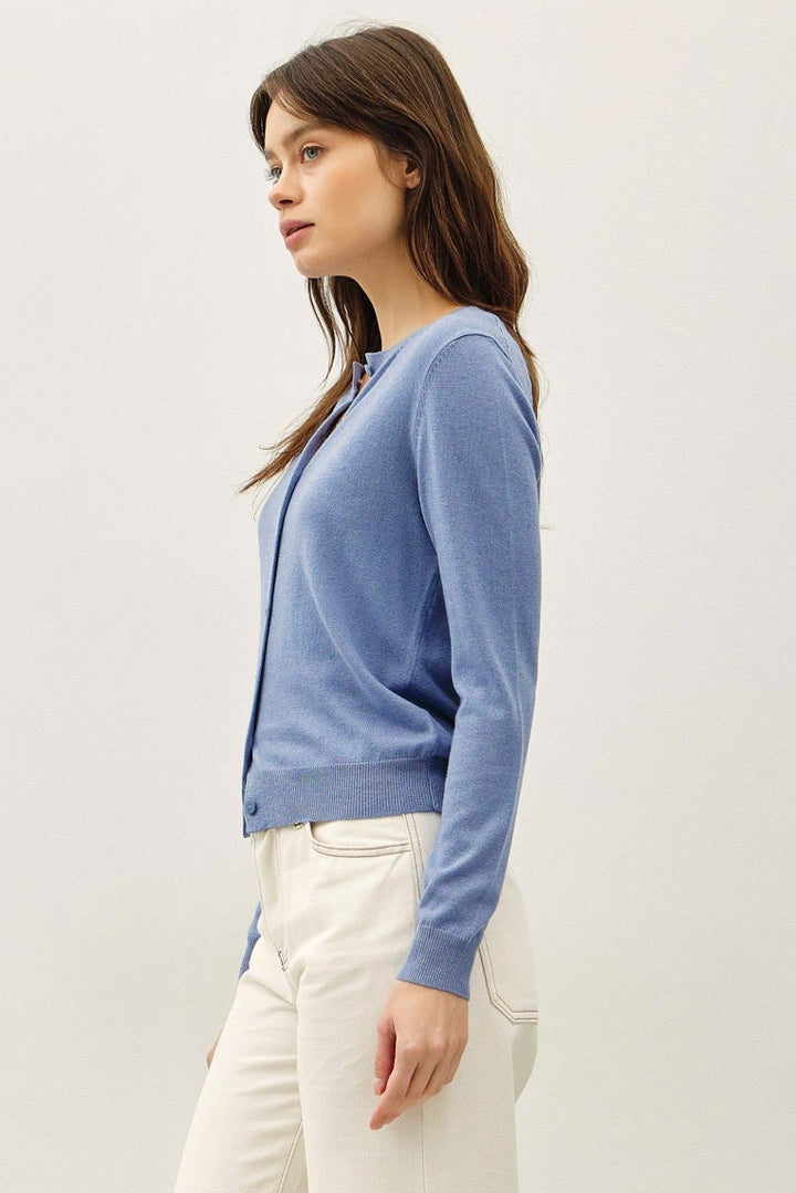 Be Cool Cashmere Button Cardigan (Retro Blue)