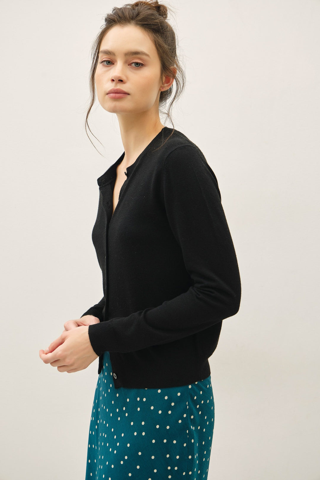 Be Cool Cashmere Button Cardigan (Black)