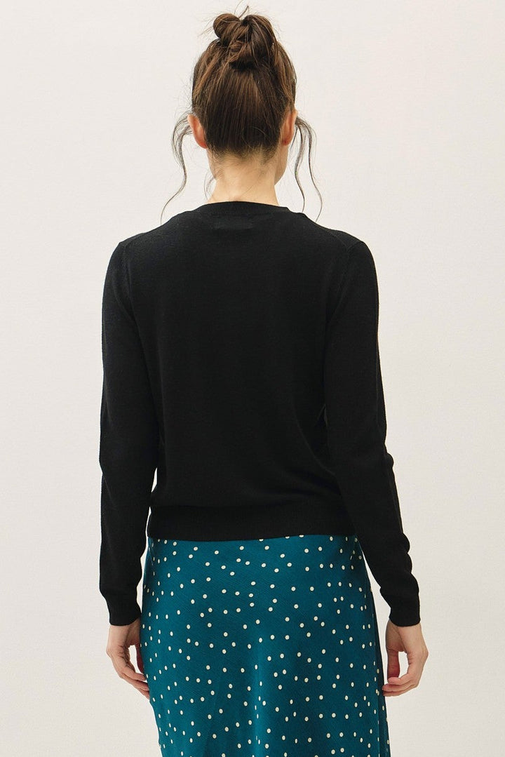Be Cool Cashmere Button Cardigan (Black)