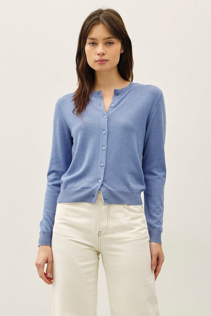 Be Cool Cashmere Button Cardigan (Retro Blue)