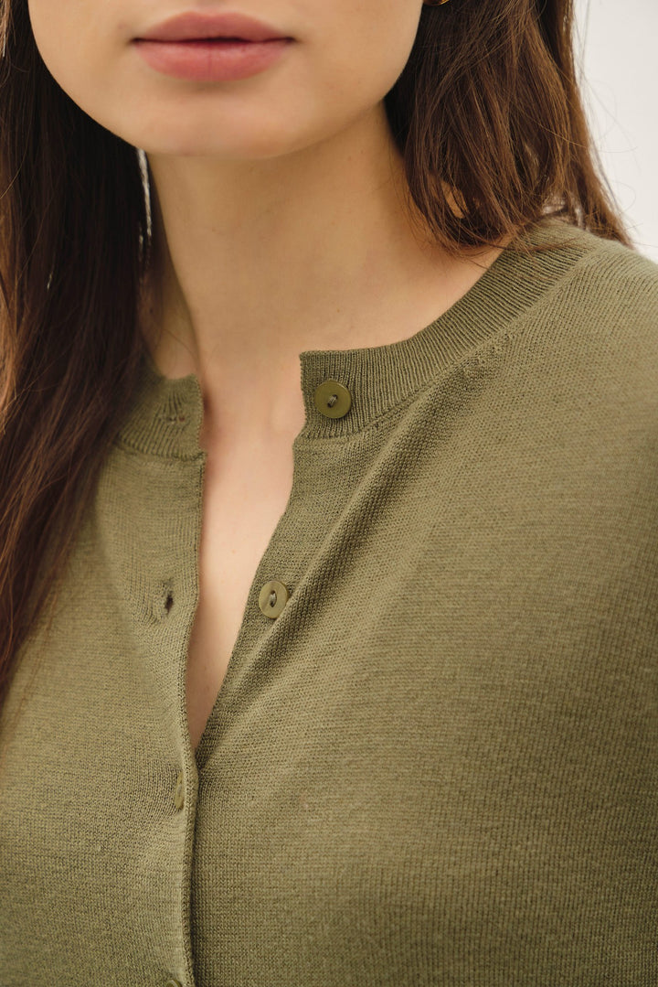 Be Cool Cashmere Button Cardigan (Fern)