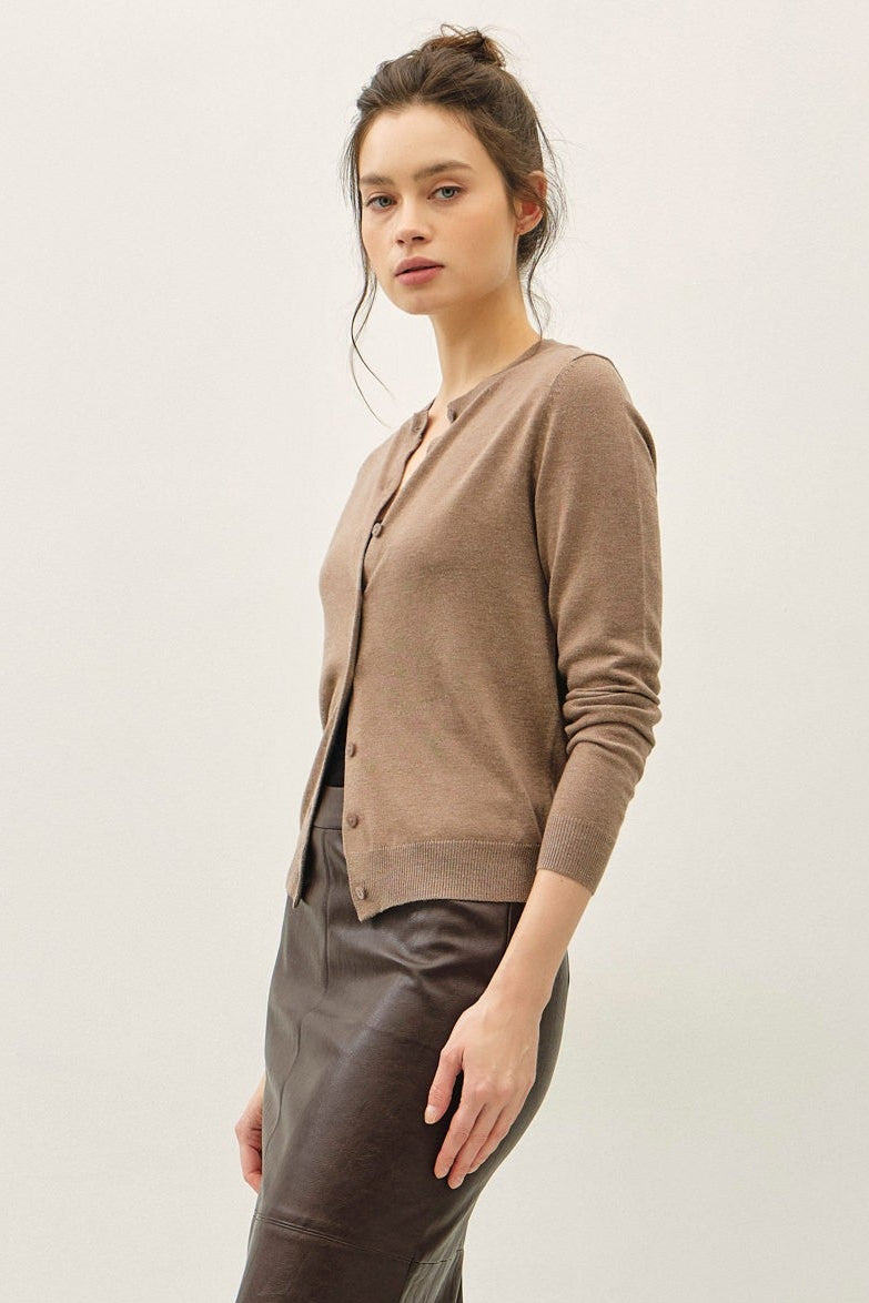Be Cool Cashmere Button Cardigan (Brown)