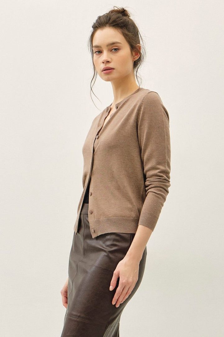 Be Cool Cashmere Button Cardigan (Brown)