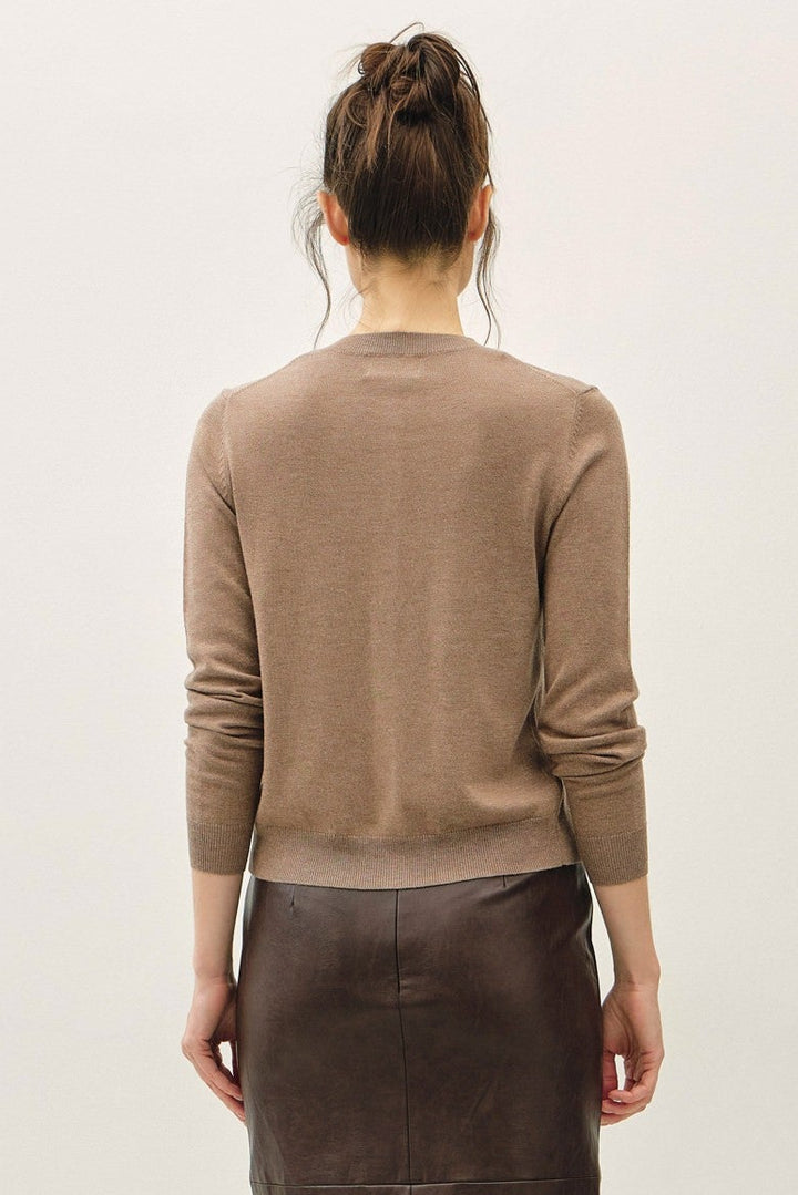 Be Cool Cashmere Button Cardigan (Brown)