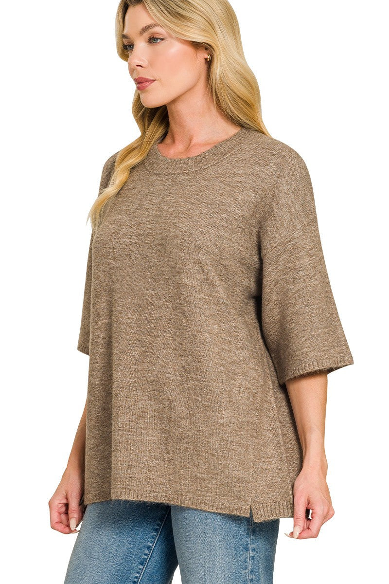Zen Oversized Sweater Tee (Mocha)
