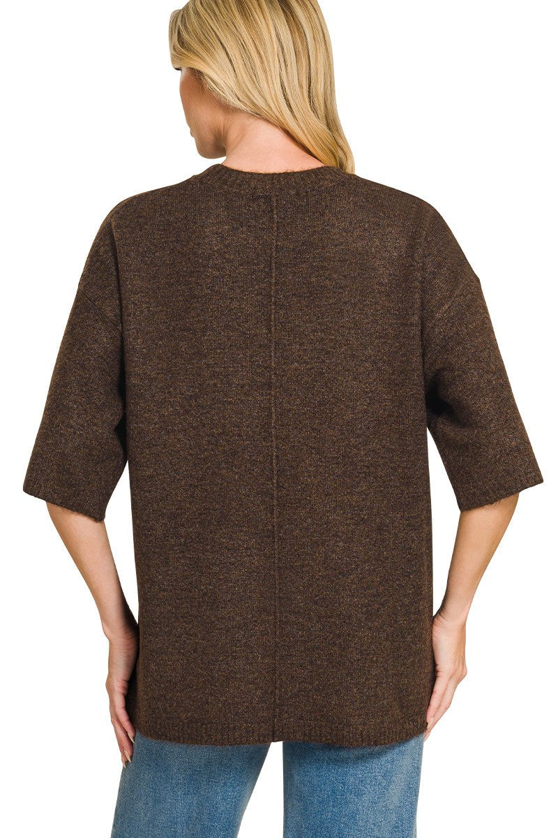 Zen Oversized Sweater Tee (Dark Brown)