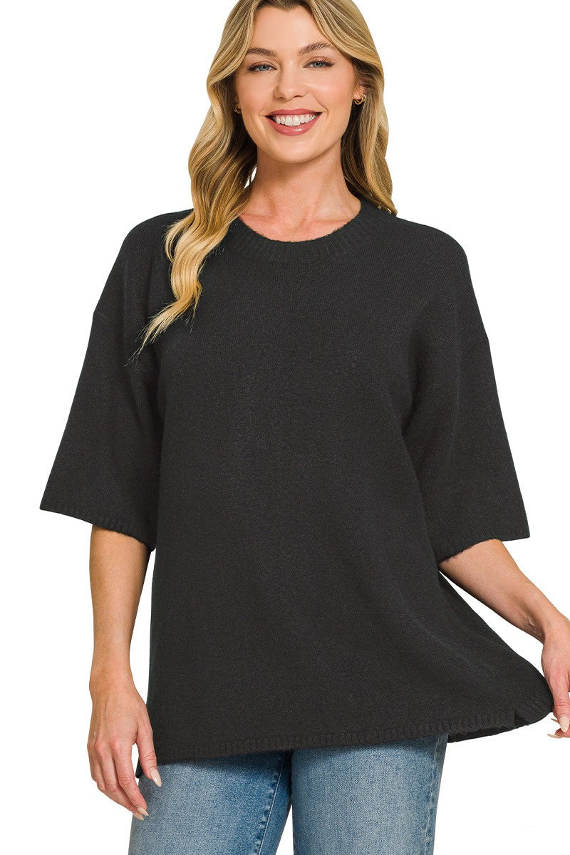 Zen Oversized Sweater Tee (Black)