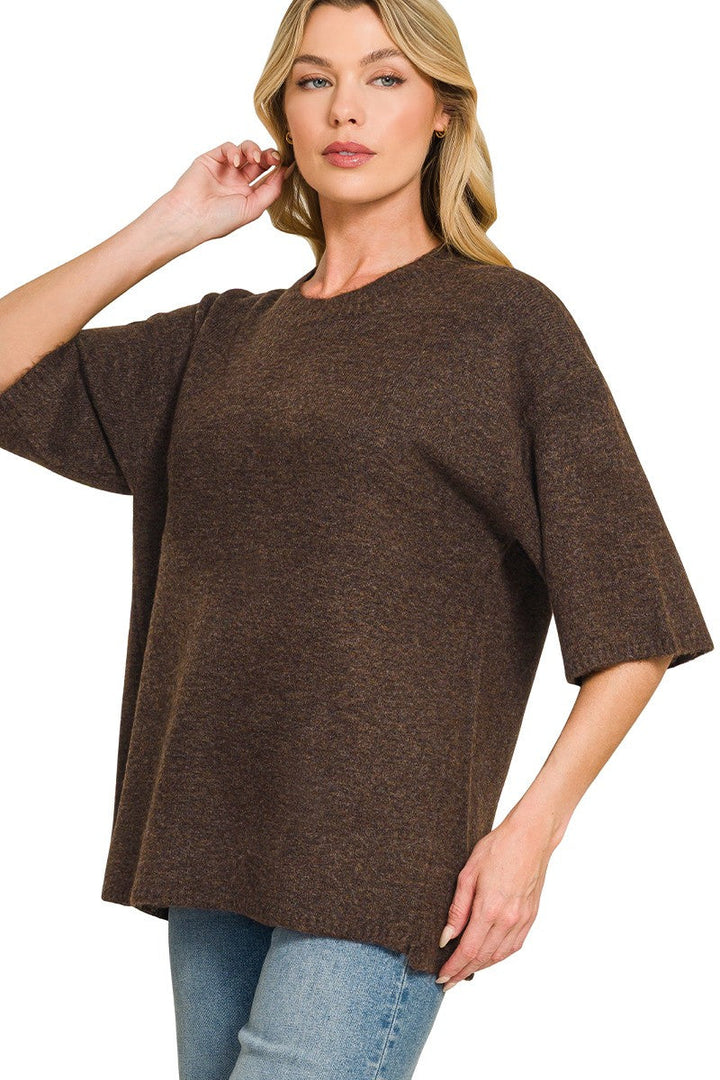 Zen Oversized Sweater Tee (Dark Brown)