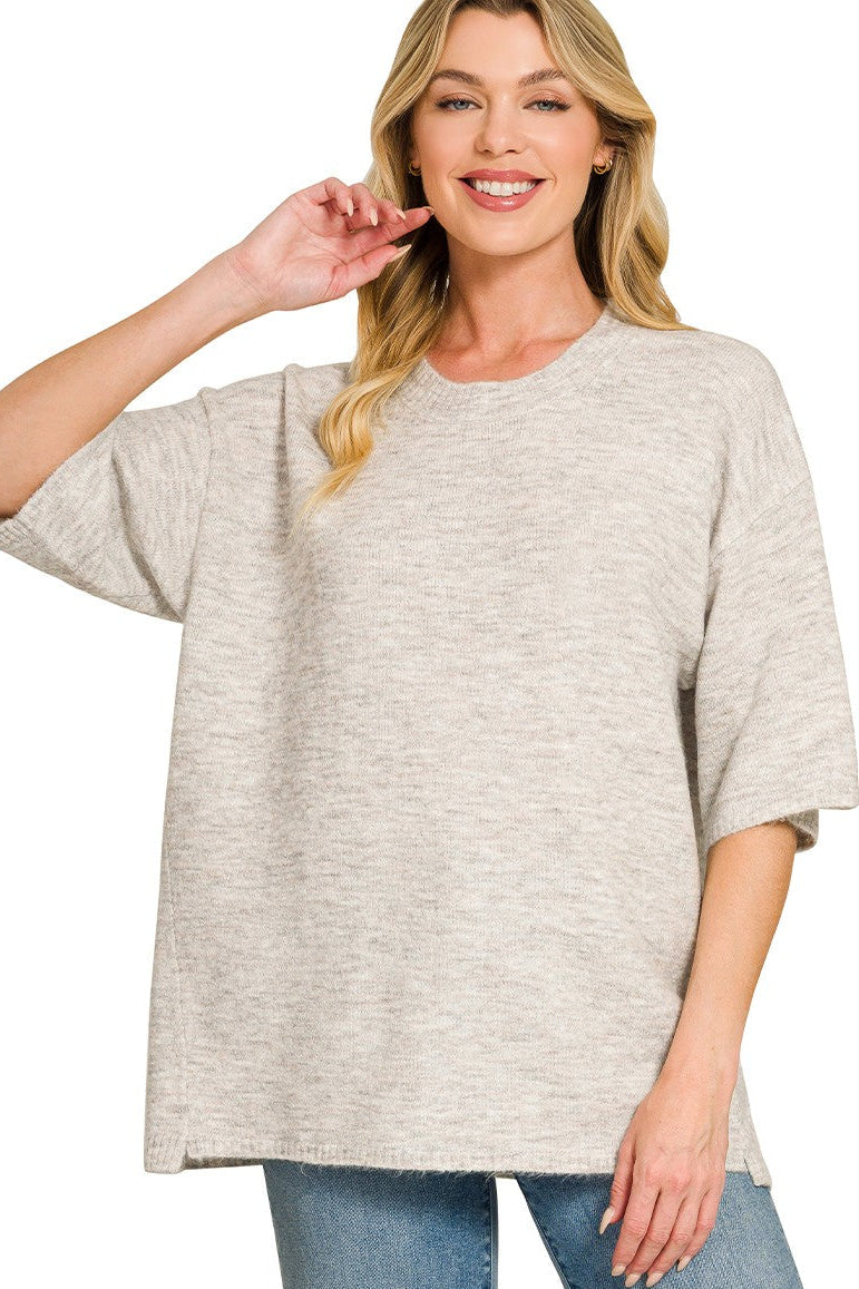 Zen Oversized Sweater Tee (Bone)