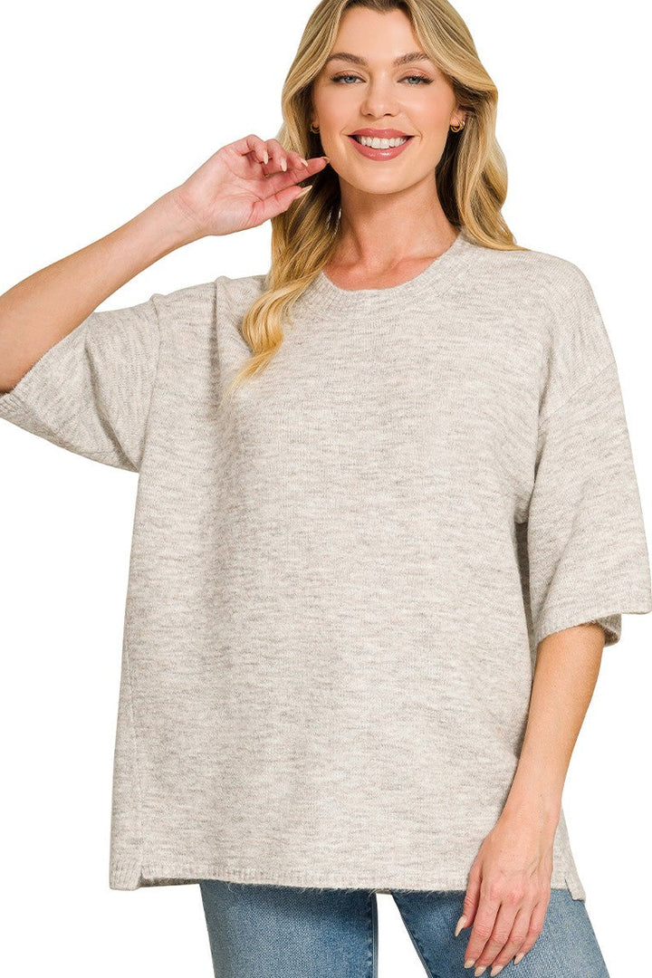 Zen Oversized Sweater Tee (Bone)