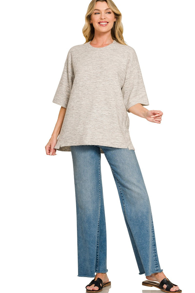 Zen Oversized Sweater Tee (Bone)