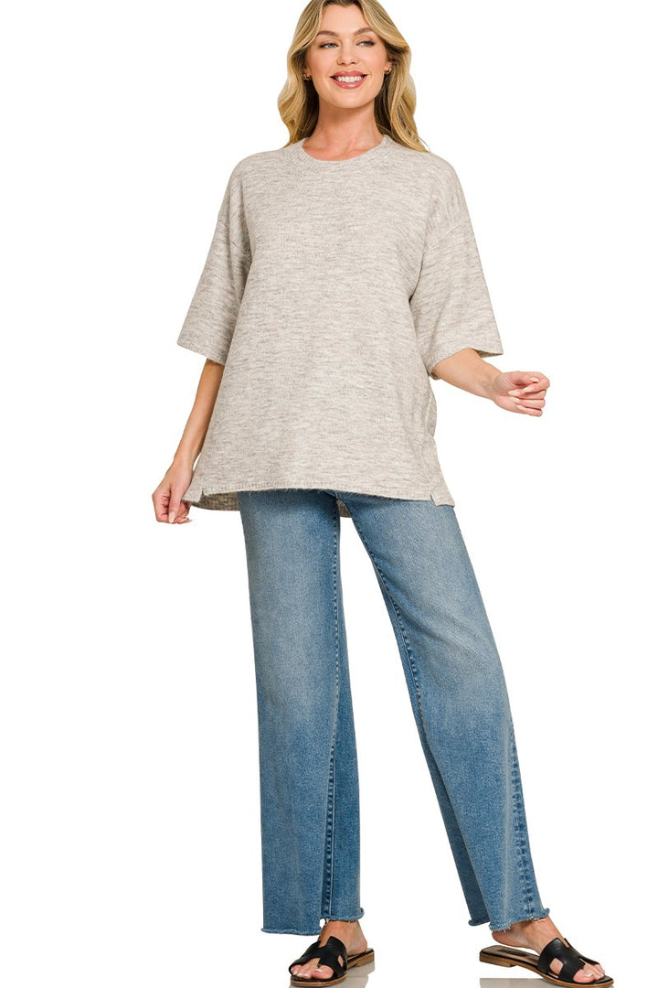 Zen Oversized Sweater Tee (Bone)