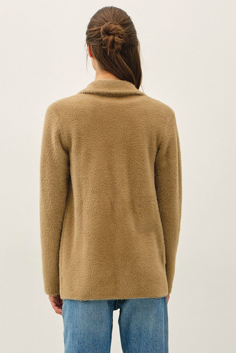 Be Cool Fiona Fuzzy Cardigan (Dark Taupe)
