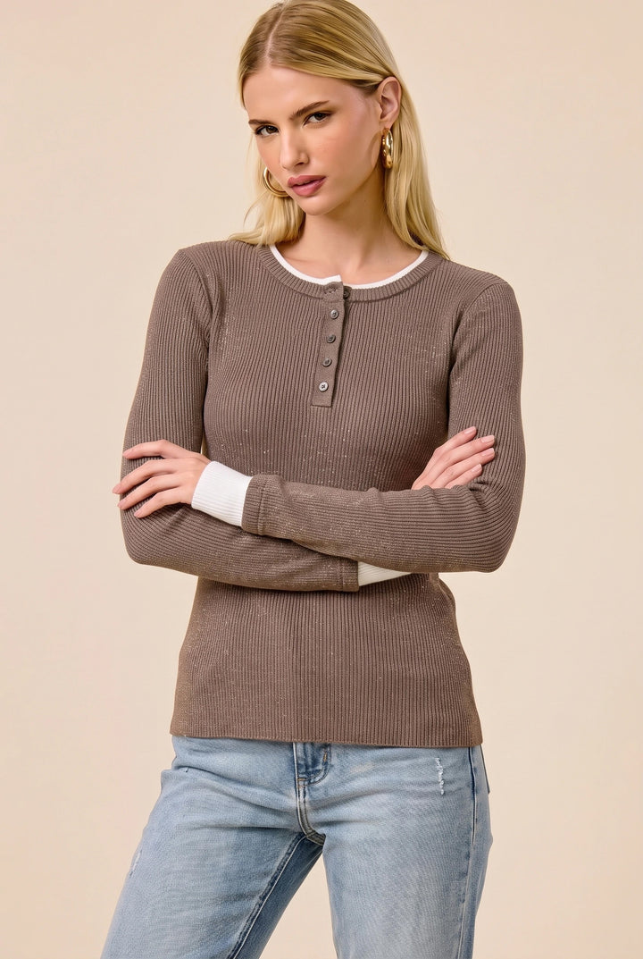 Jolie Ribbed Henley Top