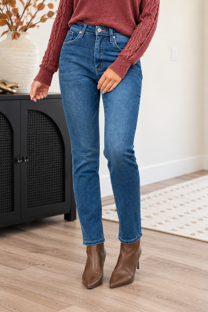 Kancan Adaline Slim Leg Jean (Dark Wash)