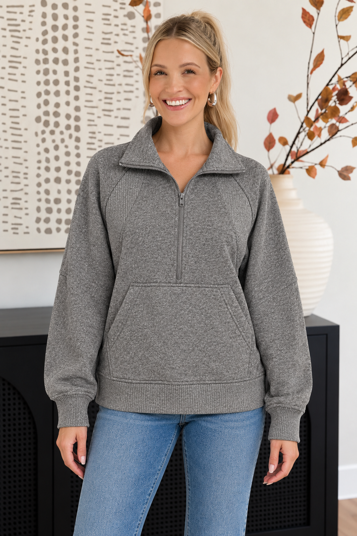 Zen Half Zip Fleece Pullover (Heather Charcoal)