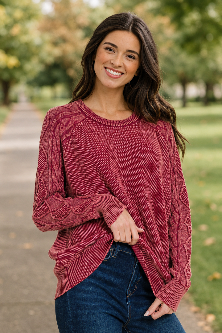 Zen Mabel Cotton Sweater (Cabernet)
