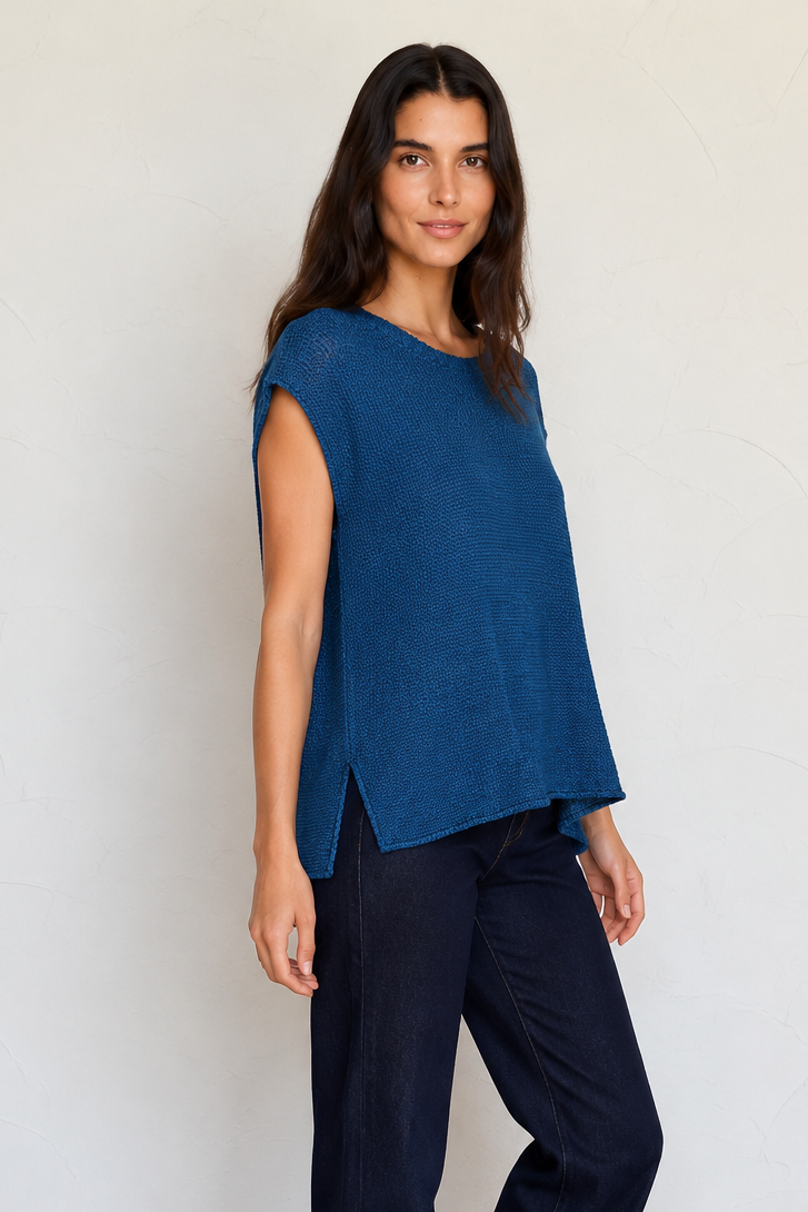 Zen Knit Sweater Tee (Classic Blue)