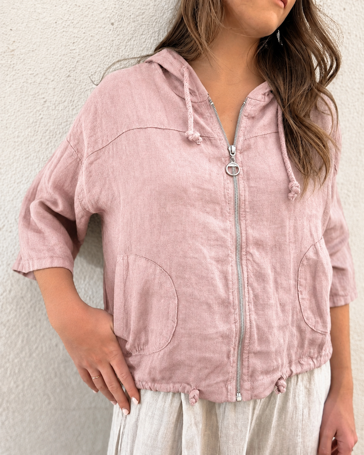 Meo Linen Bomber Jacket (Pink)