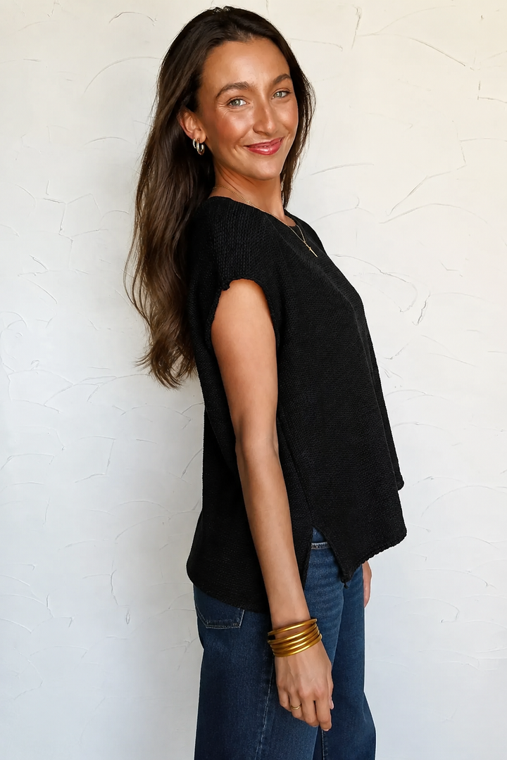 Zen Knit Sweater Tee (Black)