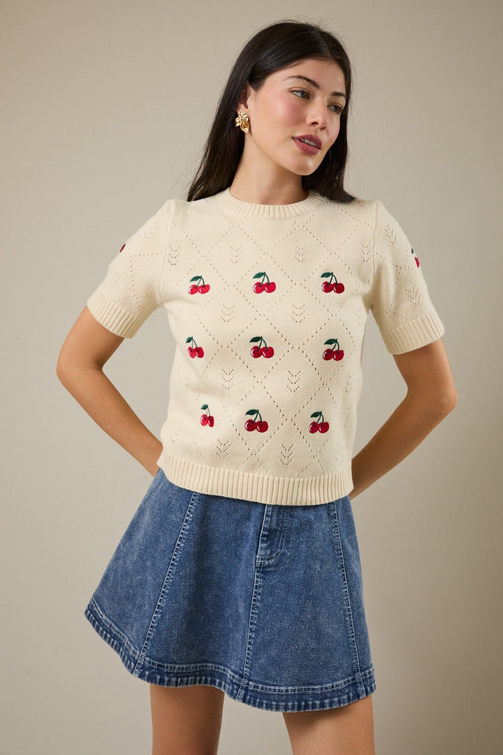 Sunday Edition Cherry Sweater Tee