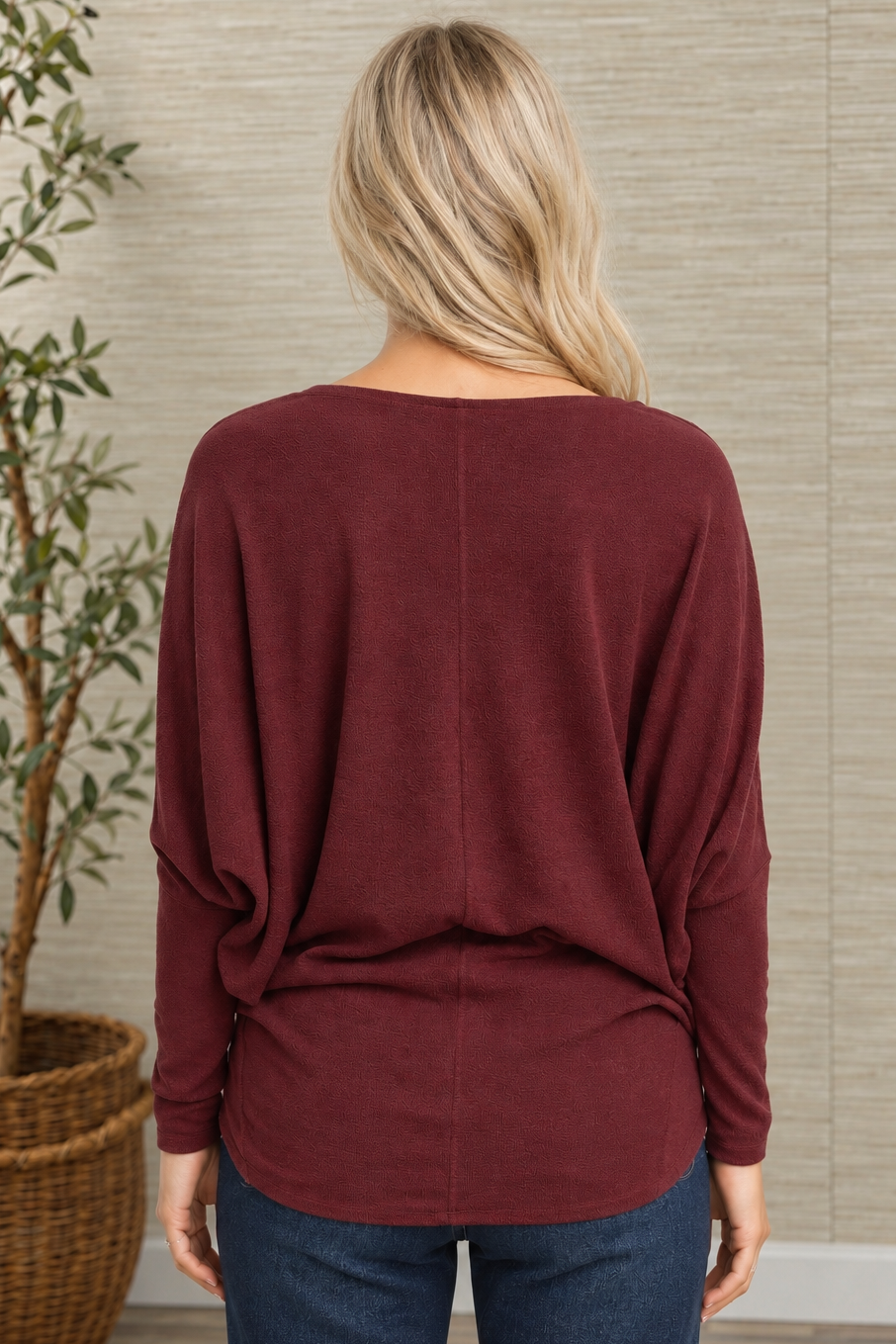 Jolie All Day Slouch Top (Burgundy)